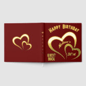Moderne Gouden Folie Verjaardag op Maroon - Monogr Gastenboek (Volledig)