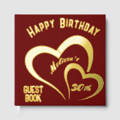 Moderne Gouden Folie Verjaardag op Maroon - Monogr Gastenboek (Voorkant)