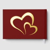 Moderne Gouden Folie Verjaardag op Maroon Monogram Gastenboek (Achterkant)