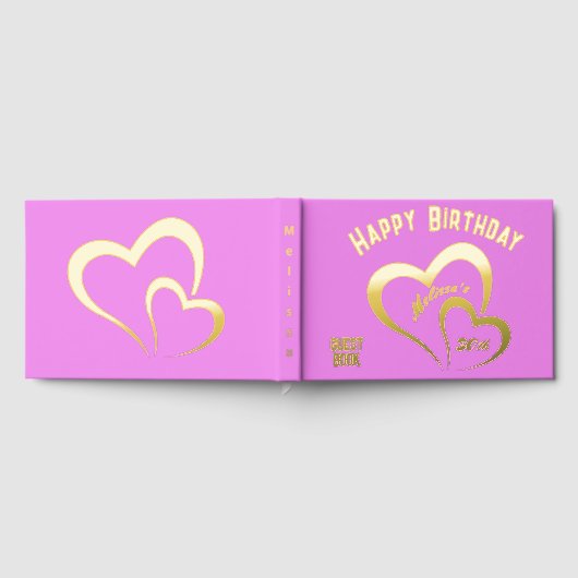 Moderne Gouden Folie Verjaardag op Roze Monogram K Gastenboek (Volledig)