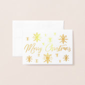 Moderne Gouden Folie Vrolijke Kerstmis Sneeuwvlokk Folie Kaarten (Voorkant met envelop)