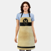 Moderne Gouden Folie Zwart Trendy Aprom Monogram T Schort (Gedragen)