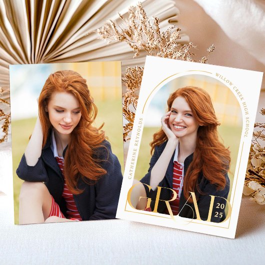 Moderne gouden foto afstudeer aankondiging