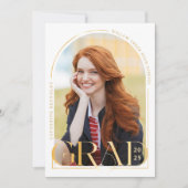 Moderne Gouden Foto Afstudeeraankondiging Kaart (Voorkant)