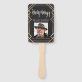 Moderne Gouden Foto Begrafenisprogramma Handwaaier (Voorkant)