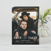 Moderne gouden foto bruiloft save the date (Staand voorkant)