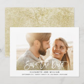 Moderne gouden foto bruiloft save the date (Voorkant / Achterkant)