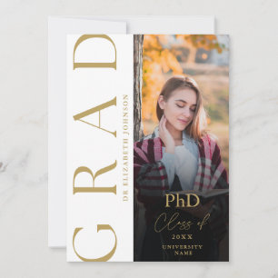 Moderne gouden foto PhD afstudeeraankondiging Kaart
