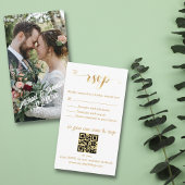 moderne gouden foto rsvp bruiloft chic qr code informatiekaartje