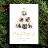 Moderne gouden fotocollage Kerstmis Feestdagenkaart