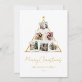 Moderne gouden fotocollage Kerstmis Feestdagenkaart (Voorkant)