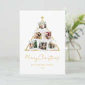 Moderne gouden fotocollage Kerstmis Feestdagenkaart (Staand voorkant)