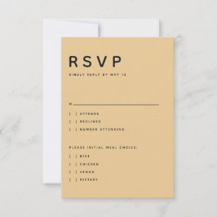Moderne Gouden Geel Redactioneel Alles in Hoofdlet RSVP Kaartje