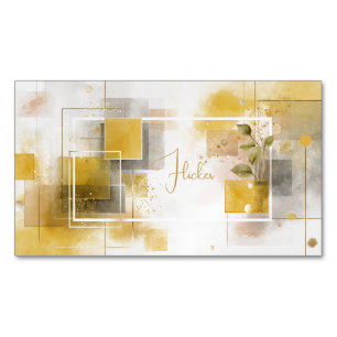 Moderne Gouden Gele Abstracte Waterverf Geometrisc Magnetisch Visitekaartje