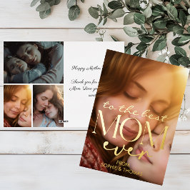 Moderne gouden gelukkige Moederdag foto Folie Feestdagenkaart
