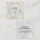 Moderne Gouden Geometrisch Faux op een Wit Marmer Vierkante Visitekaartje (Voorkant / Achterkant)