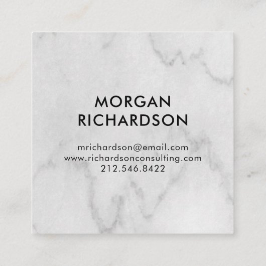 Moderne Gouden Geometrisch Faux op een Wit Marmer Vierkante Visitekaartje (Achterkant)