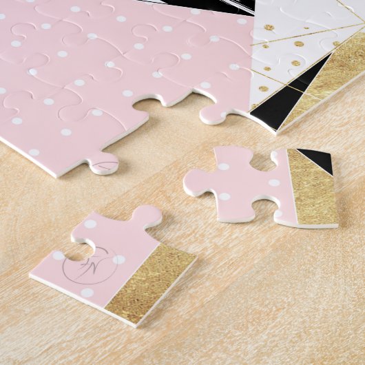 Moderne gouden geometrische abstracte vormgeving legpuzzel (Zijkant)