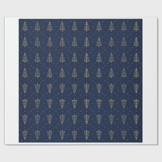 Moderne Gouden Geometrische Boom Navy Kerstverpakk Cadeaupapier