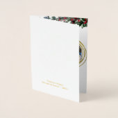 Moderne gouden geometrische cirkel Red Holly Berri Folie Kaarten (Voorkant)