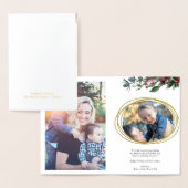 Moderne gouden geometrische cirkel Red Holly Berri Folie Kaarten (Display)