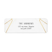 Moderne Gouden Geometrische Familie Foto Kerstmis Etiket (Voorkant)