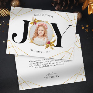 Moderne Gouden Geometrische Familie Foto Kerstmis Feestdagenkaart