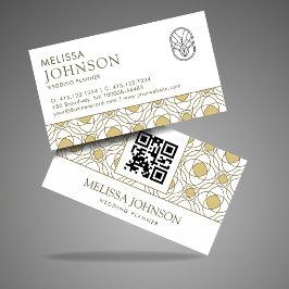 Moderne Gouden Geometrische Huwelijksplanner QR Za Visitekaartje