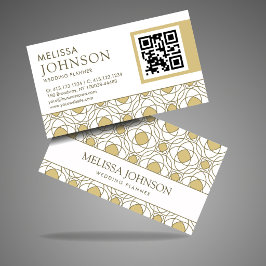 Moderne Gouden Geometrische Huwelijksplanner QR Za Visitekaartje