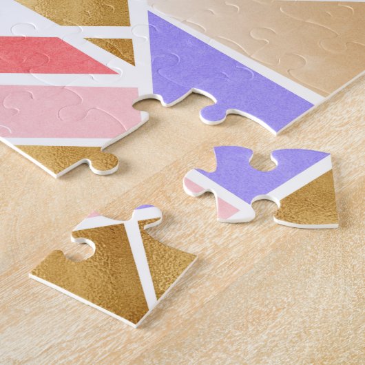 Moderne gouden geometrische kleuren legpuzzel (Zijkant)