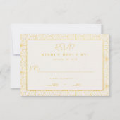 Moderne gouden geometrische Lijst bruiloft RSVP Kaartje (Voorkant)