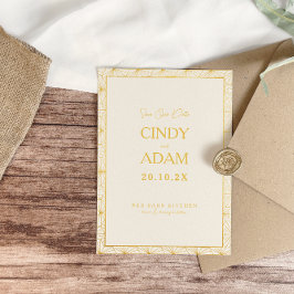 Moderne gouden geometrische lijst trouwdag save the date