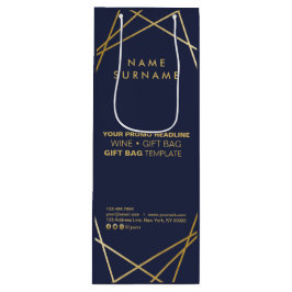 Moderne Gouden Geometrische Promotionele Marketing Wijn Cadeautas