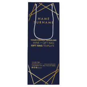 Moderne Gouden Geometrische Promotionele Marketing Wijn Cadeautas
