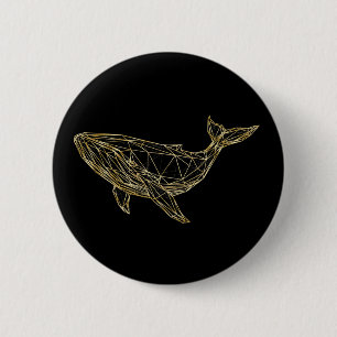 Moderne Gouden Geometrische Walvis Ronde Button 5,7 Cm