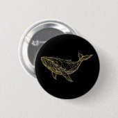 Moderne Gouden Geometrische Walvis Ronde Button 5,7 Cm (Voorkant /achterkant)