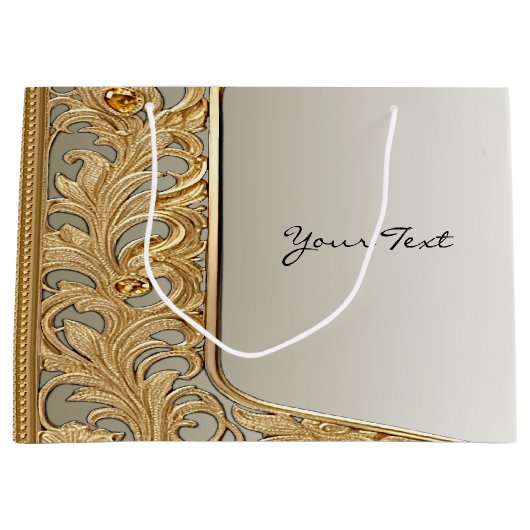 Moderne Gouden  Geschenktas Groot Cadeauzakje (Voorkant)