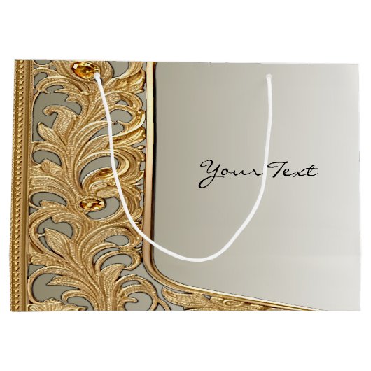 Moderne Gouden  Geschenktas Groot Cadeauzakje (Achterkant)