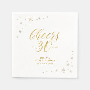 Moderne Gouden Glans & Proost 30e Verjaardagsfeest Servet