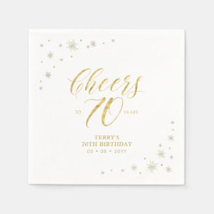 Moderne Gouden Glans & Proost 70e Verjaardagsfeest Servet