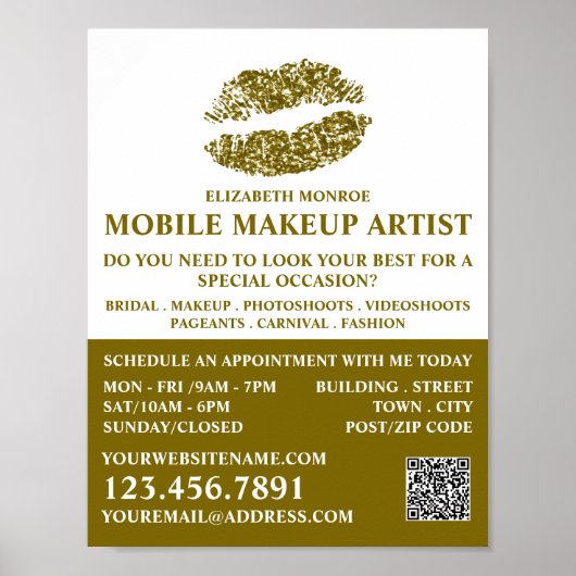 Moderne gouden glazen lips, scherp artistiek omker poster (Voorkant)