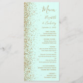 Moderne gouden glinster mintgroene trouw menu (Voorkant)