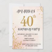 Moderne Gouden Glitter 40e Verjaardag Kaart (Voorkant)
