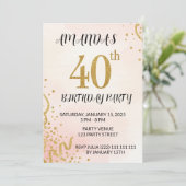 Moderne Gouden Glitter 40e Verjaardag Kaart (Staand voorkant)