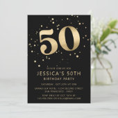 Moderne Gouden Glitter 50e Vijftig Verjaardag Foto Kaart (Staand voorkant)