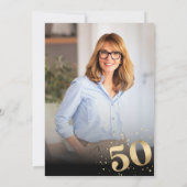Moderne Gouden Glitter 50e Vijftig Verjaardag Foto Kaart (Achterkant)