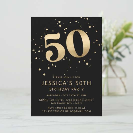 Moderne Gouden Glitter 50e Vijftigste Verjaardag | Kaart (Staand voorkant)