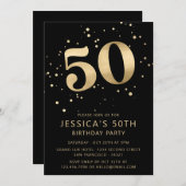 Moderne Gouden Glitter 50e Vijftigste Verjaardag | Kaart (Voorkant / Achterkant)