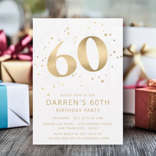 Moderne Gouden Glitter 60e Zestig Verjaardag Kaart