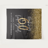 Moderne gouden glitter 60ste verjaardag feest deco wandkleed (Voorkant (horizontaal))